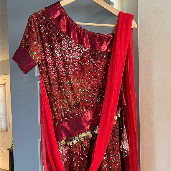 Algy Women’s Red Velvet Sequin Dance Costume Cosplay Size Adult Large Dancewear - Picture 2 of 12